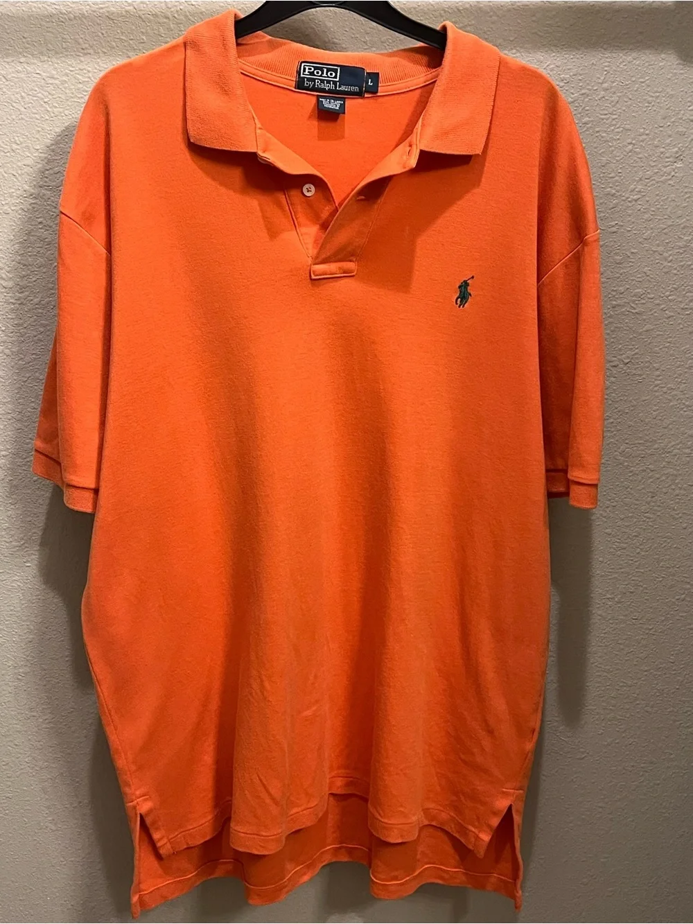 Polo Ralph Lauren Custom Fit Polo Shirt Coral Orange Green Pony Men’s Large